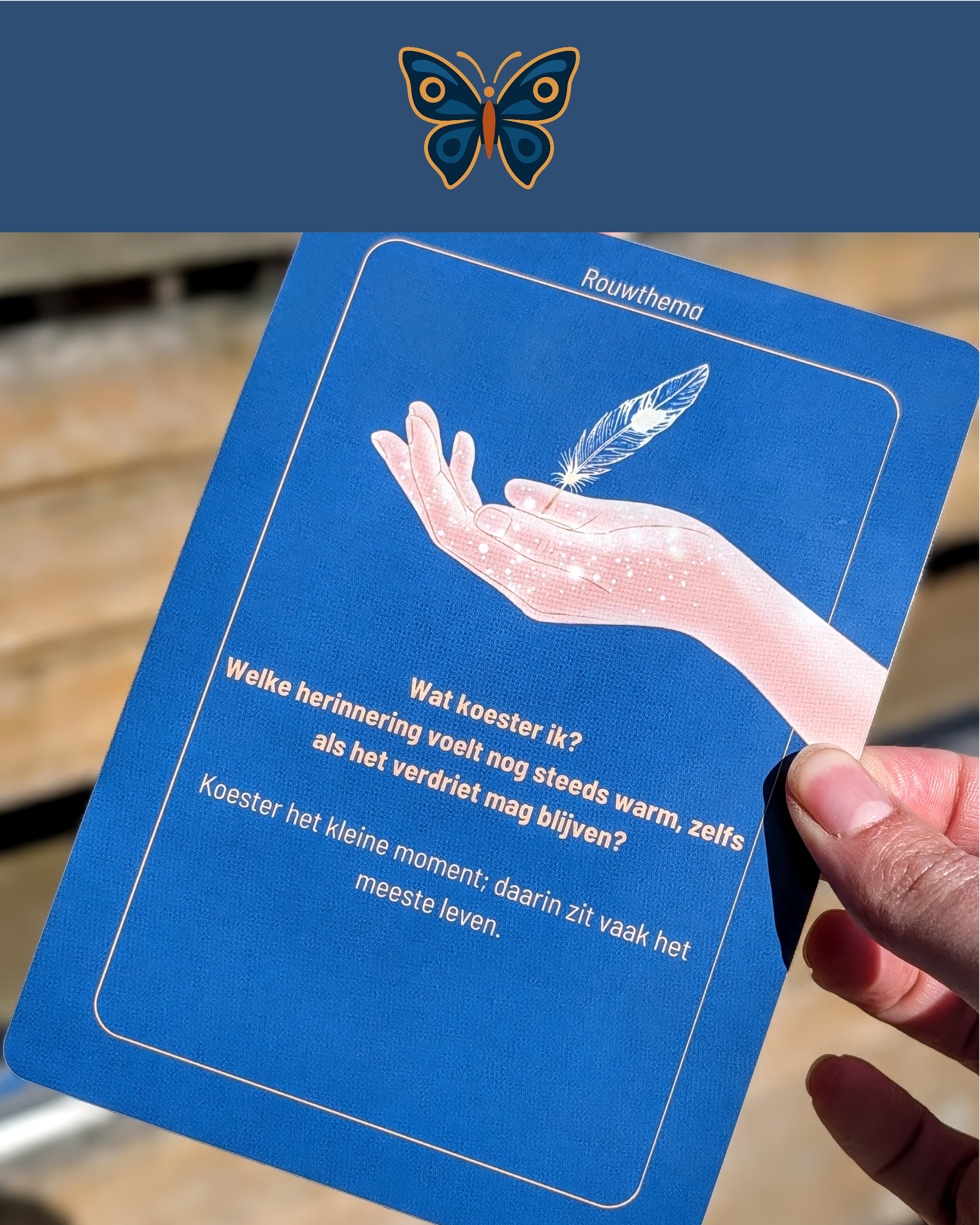 Voorbeeld van een tekst op een reflectiekaart uit de betekeniskaartenset Rouwthema - Herinnnering